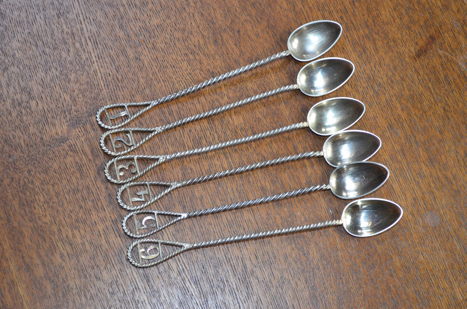 ANTIQUE SILVER Coated Spoons With Numbers 16 Teaspoons Cake Etsy