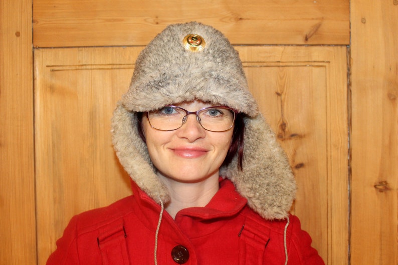 Sheepskin hat Warm winter hat ear flaps Real fur hat Soviet army winter hat Unisex winter hat Soviet vintage hat Trapper hat Soviet ushanka