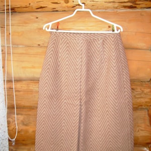 Vintage wool skirt SIZE S Herringbone skirt Midi wool skirt Beige winter skirt Warm skirt