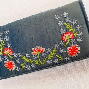 Cartera vintage para damas/niñas Cartera bordada hecha a mano con 4 bolsillos