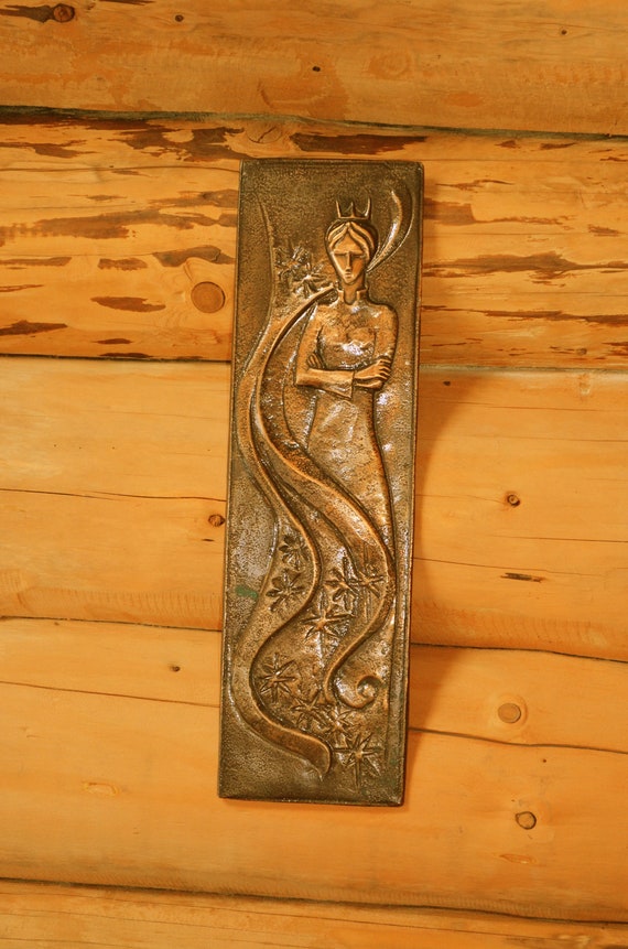 Vintage Copper Tin Wall Hanging Mermaid Copper Wall Decor Etsy