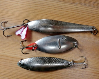 Vintage Fishing Lures set of 3 Metal Lures Soviet Vintage Bait Hook Lures  Three Prong Fishing Lures Trolling Spoons