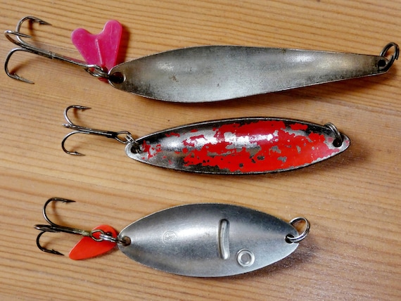 Buy Vintage Fishing Lures Set of 3 Metal Lures Soviet Vintage Bait
