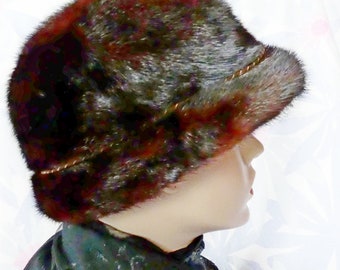 Size 56 MINK Fur Hat Vintage hat Ladies Black Elegant Natural Formal Winter Hat made by order in Estonia