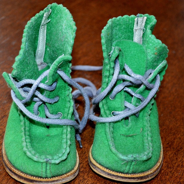 Vintage Kids FELTED BOOTS insole 5,3"/13,5 cm Warm  Winter Boots Toddlers Green Felted Boots Soviet Footwear