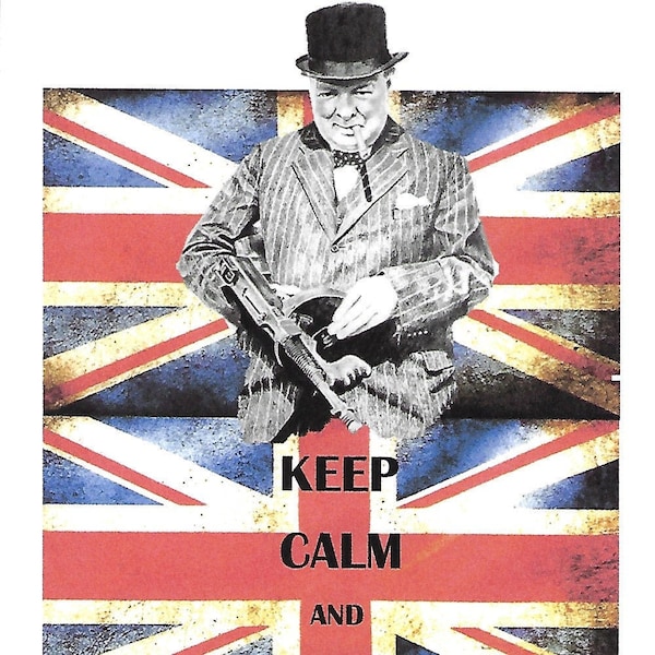 Winston Churchill Birthday Card. Artwork adapted from my original pencil drawing. More famous Faces in my Etsy Shop. Keep Calm