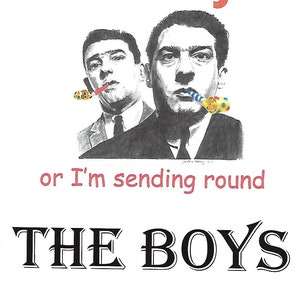 Biglietto d'auguri dei Krays. Opera adattata dal mio disegno originale a matita. Altri volti famosi nel mio negozio Etsy.