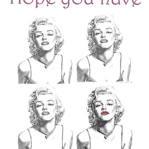 Marilyn Monroe Birthday Card. Artwork adapted from my original pencil drawing. Glam Card. More Famous Faces available in my Etsy shop image 1