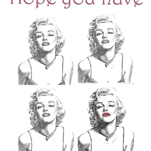 Marilyn Monroe Birthday Card. Artwork adapted from my original pencil drawing. Glam Card. More Famous Faces available in my Etsy shop