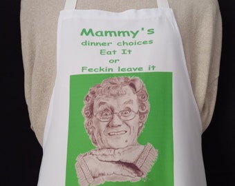 Mrs Brown Apron. Artwork adapted from my original pencil drawing.