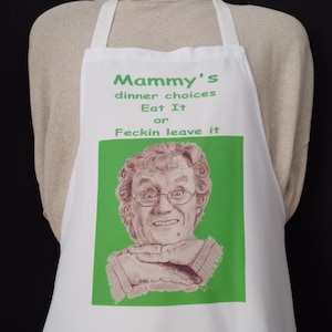 Mrs Brown Apron. Artwork adapted from my original pencil drawing.