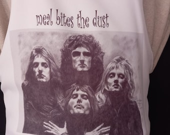 Queen Apron. Artwork adapted from my original pencil drawing. Bohemian Rhapsody. Freddie Mercury.