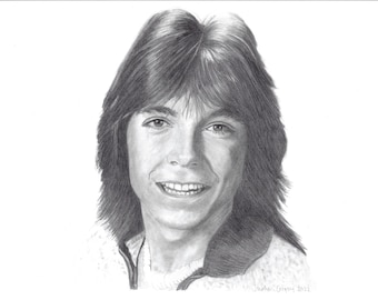 David Cassidy A4 print of my original pencil drawing. 70s heart throb. Teen idol. Partridge family. 70s teen icon