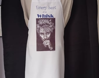 Rod Stewart Apron. Artwork adapted from my original pencil drawing. More Aprons with different images are available in my Etsy shop