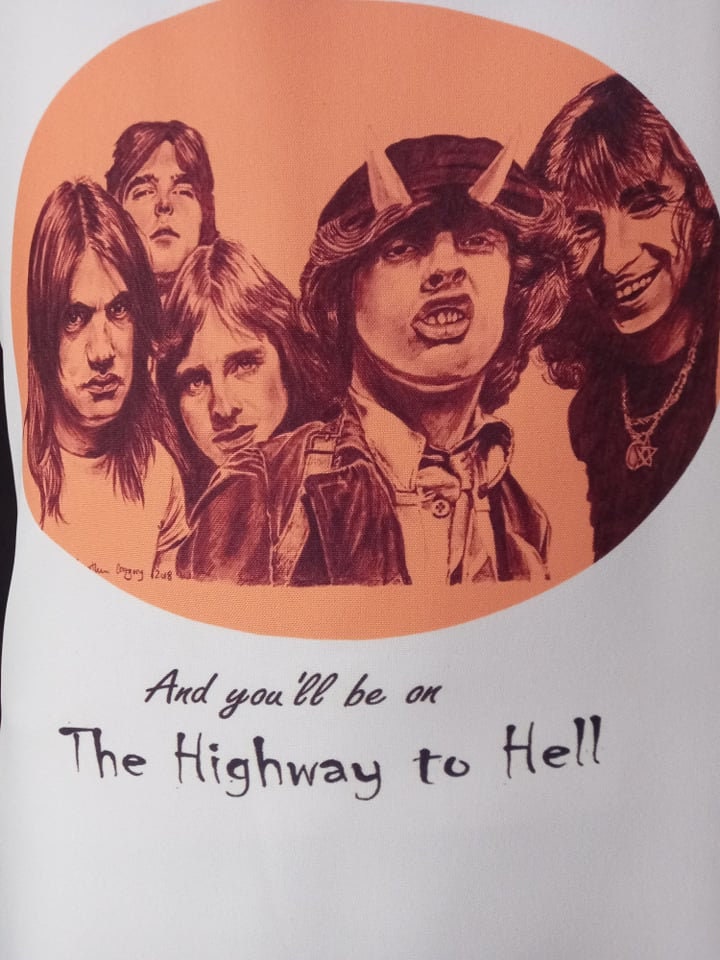 AC/DC Apron. Artwork Adapted From My Original Pencil Drawing. More ...