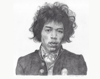 Jimi Hendrix A4 mounted print of my original pencil drawing.