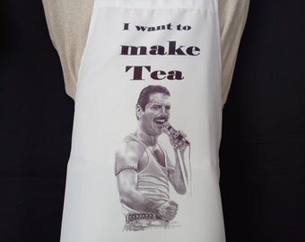Freddie Mercury Apron. Artwork adapted from my original pencil drawing. Queen . Perfect gift for music fan and chef