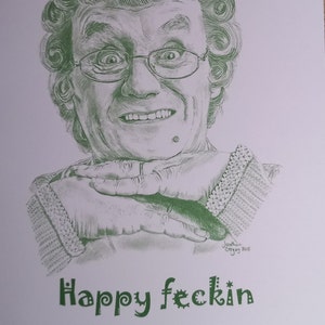 Carte d'anniversaire amusante de Mme Brown. Oeuvre d'art de mon dessin au crayon original. Carte drôle de garçons de Mme Browns. joyeux anniversaire.  livraison gratuite au Royaume-Uni