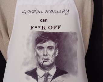 Thomas Shelby Apron. Artwork adapted from my original pencil drawing. Peaky Blinders. Quirky gift