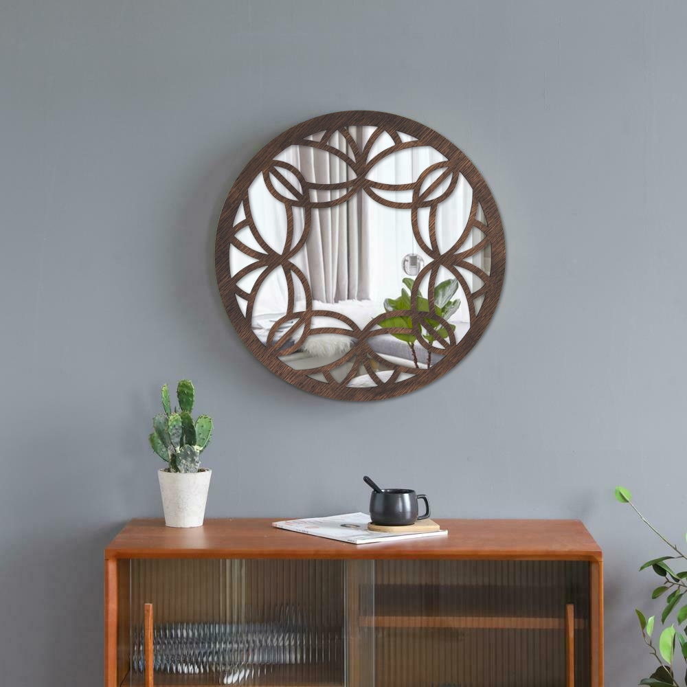 Runder Wandspiegel aus Holz Loftspiegel Industriespiegel | Etsy