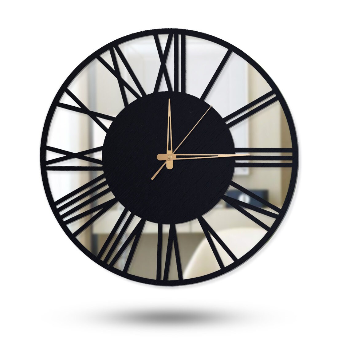 Mirror clock clock real mirror mirrored wall clock white Etsy