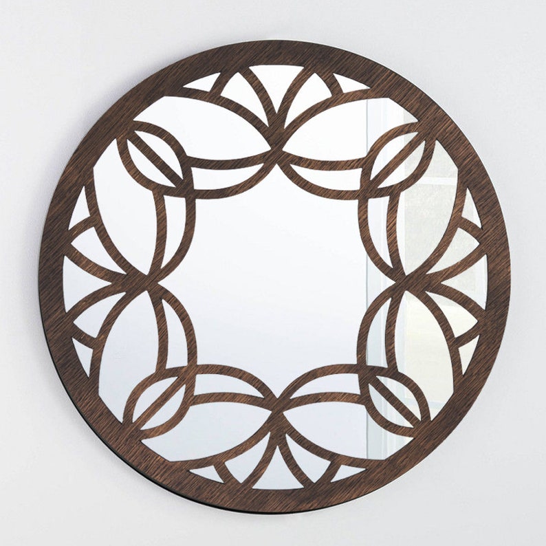 Round Wooden Wall Mirror Loft Mirror Industrial Mirror Etsy