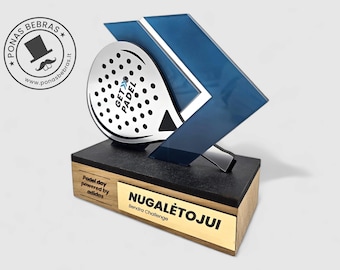Personalized Paddle tennis or pickleball trophy with Unique UV Print - Optional text