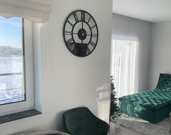 Mirror clock, clock real mirror, mirrored wall clock, black mirrored clock.