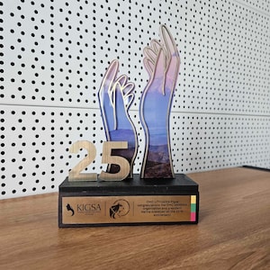 Exquisite award for manual Labor, Organic glass,UV laser,Unique Design/Custom Trophy for Salon quality