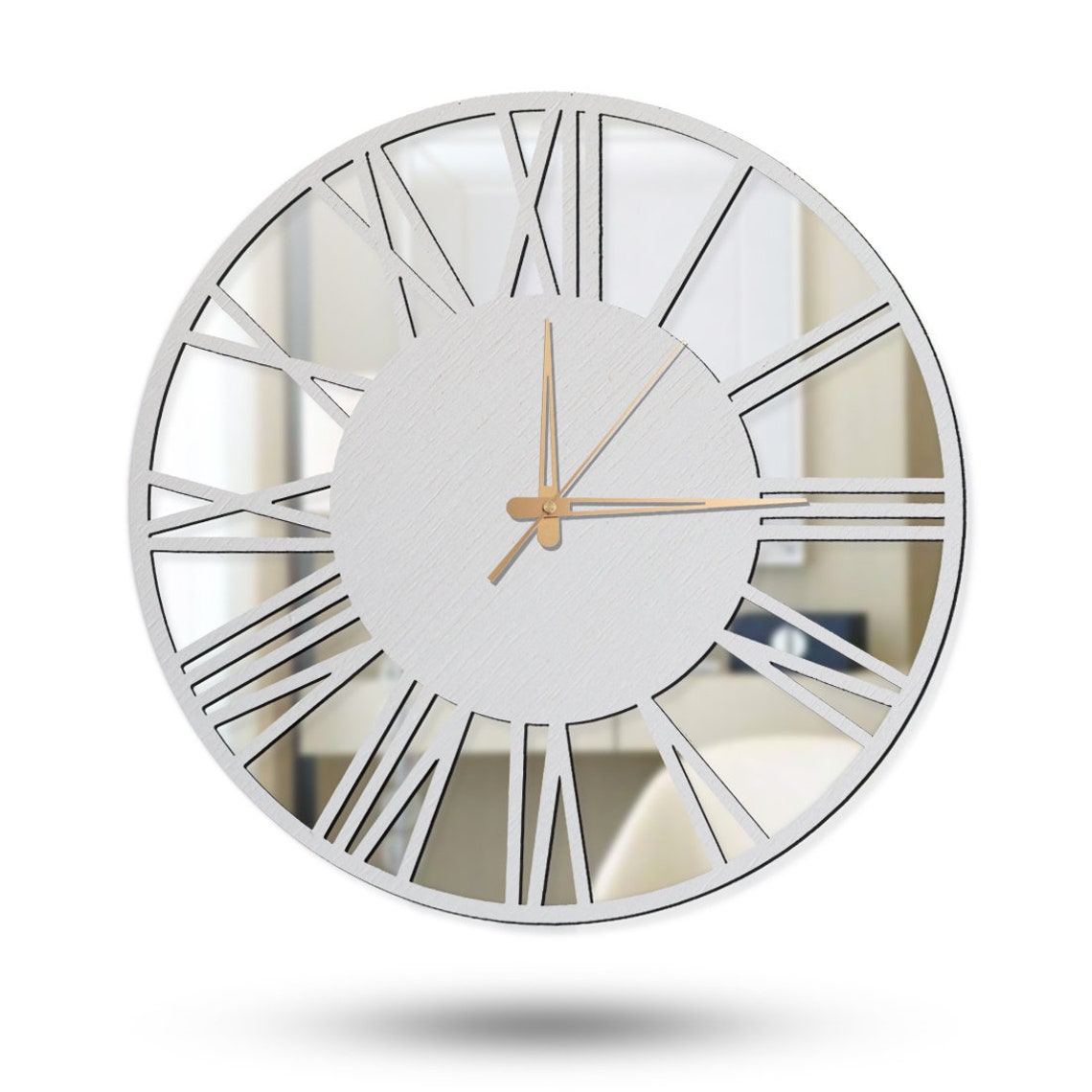 Mirror clock clock real mirror mirrored wall clock white Etsy