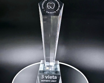 Personalized Crystal Award, Custom Engraved Trophy, Corporate Trophy Award