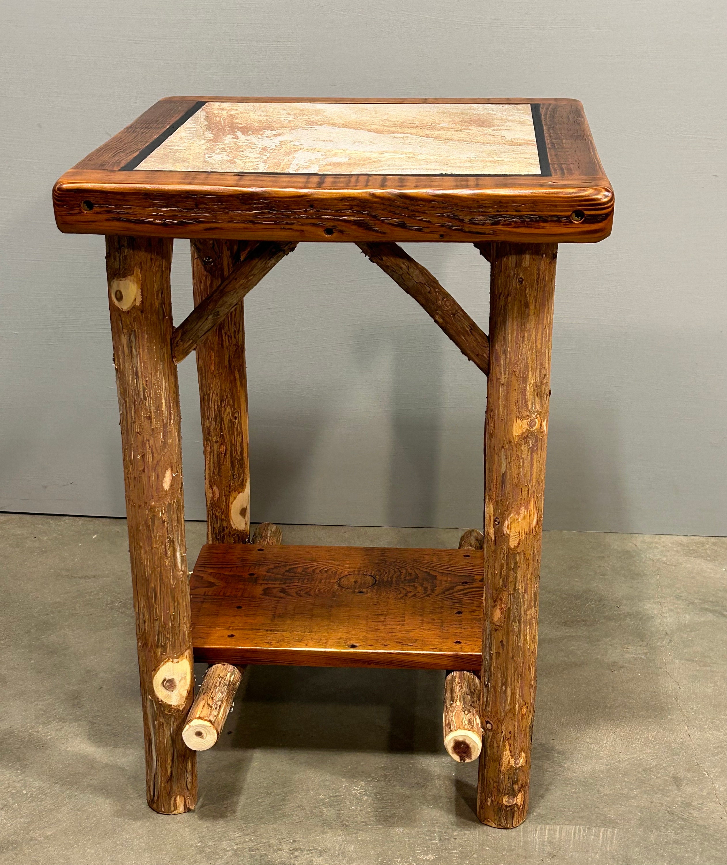 Unique Red Cedar Logs, Live Edge, Reclaimed Barn Wood End Table