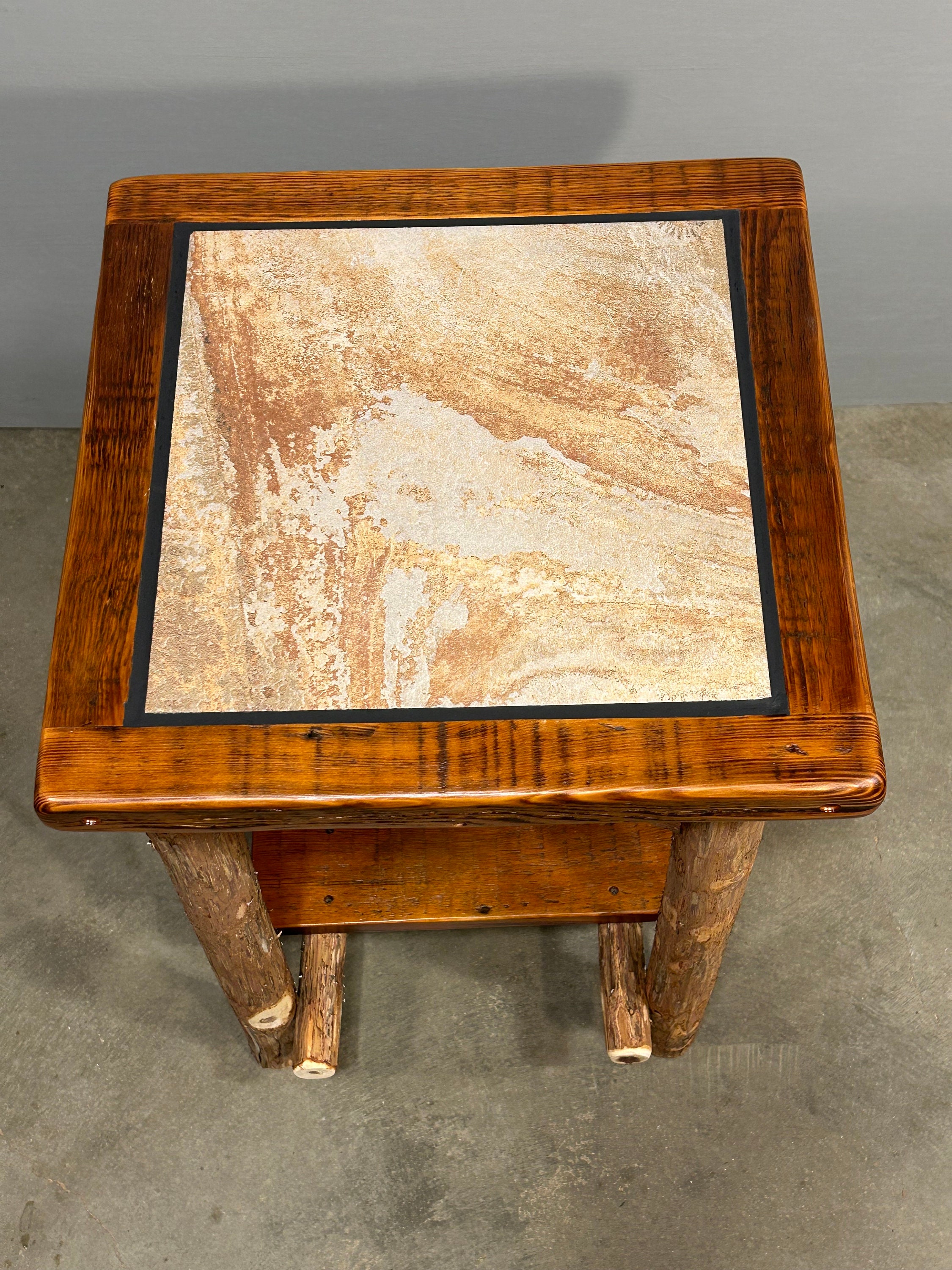 Unique Red Cedar Logs, Live Edge, Reclaimed Barn Wood End Table