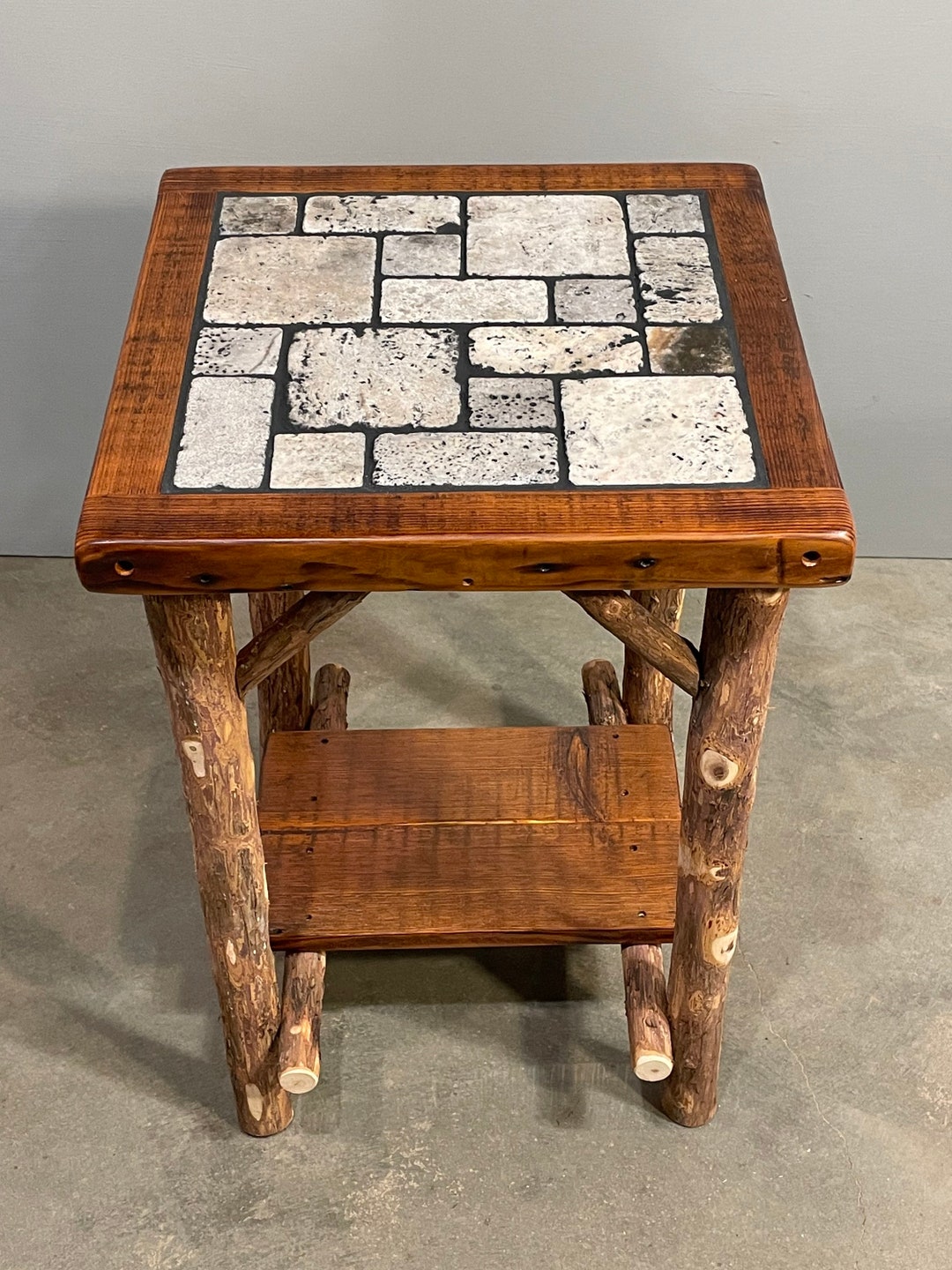 Unique Red Cedar Logs, Live Edge, Reclaimed Barn Wood End Table