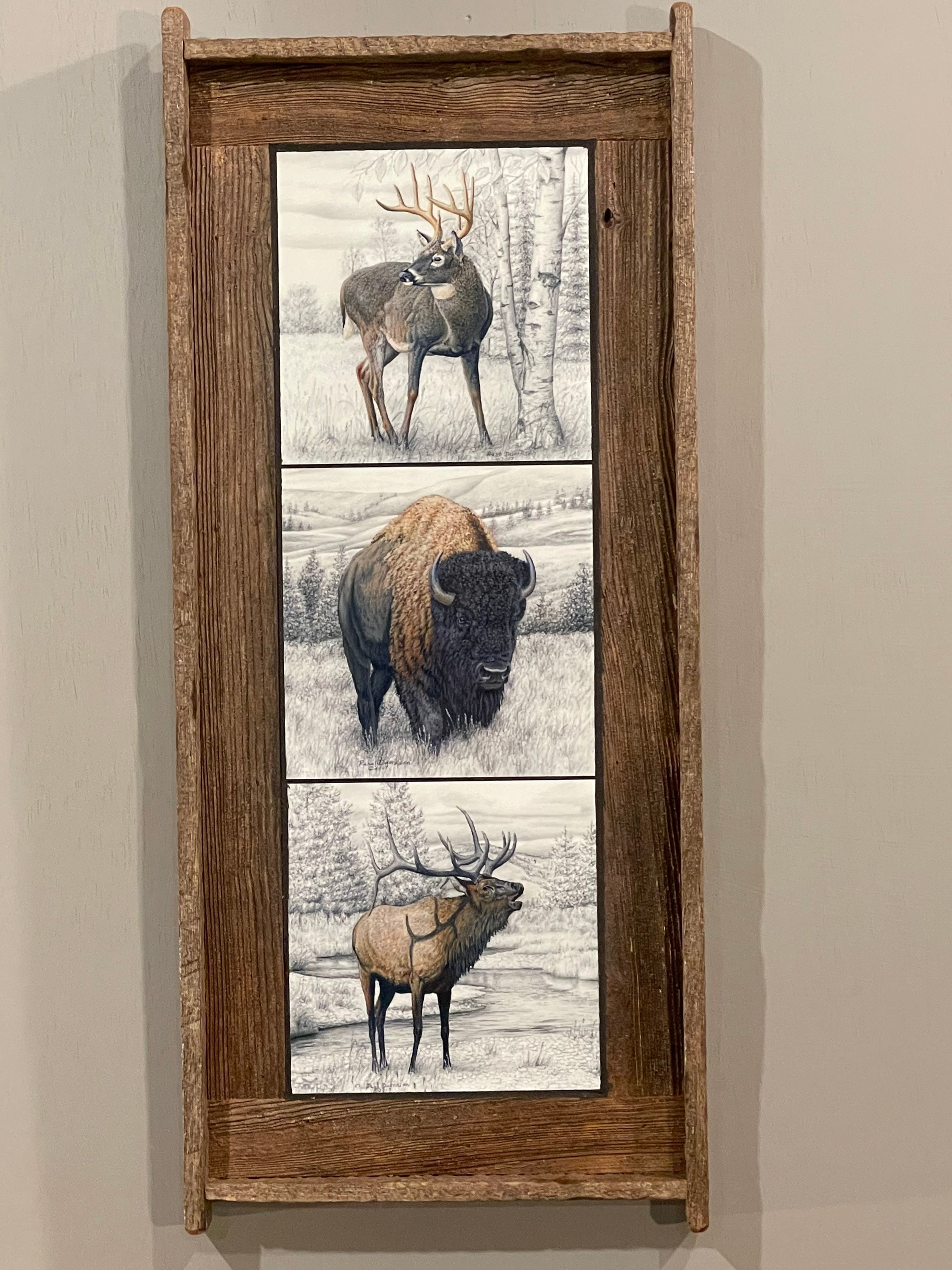 Rustic Reclaimed Barn Wood Wildlife Artwork for the North Etsy