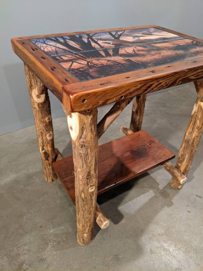 Red Cedar Logs Live Edge Reclaimed Barn Wood End Table/Entry Etsy