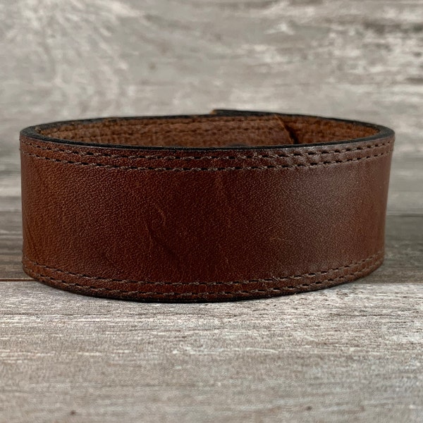 leather cuff bracelet for him or her - brown recycled leather cuff - repurposed upcycled belt - rock star biker rustic boho style [0413]