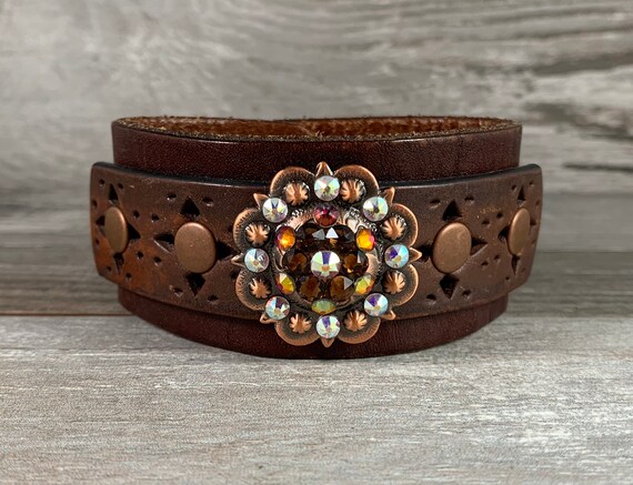 Salvaged-Brown Leather Cuff Bracelet Modern Boho Jewelry Adjustable Length Handmade Leather Jewelry Message Bracelet Inspirational