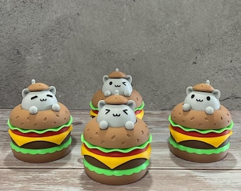 Clicker de Gato Hamburguesa: Juguete sensorial de clicker de hamburguesa impreso en 3D, ideal para escritorio, ¡combina y ahorra!