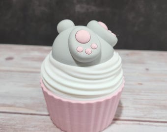 Contenedor para cupcakes con forma de conejito: caja de Pascua impresa en 3D, almacenamiento para decoración primaveral y porta joyas.