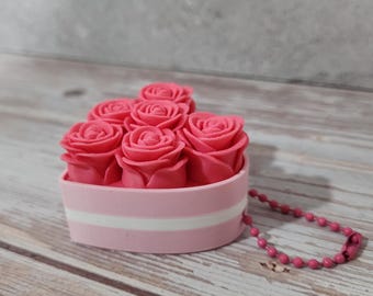 Juguete antiestrés con forma de ramo de rosas: juguete antiestrés de escritorio impreso en 3D, regalo de cesta de primavera y Pascua, llavero opcional.