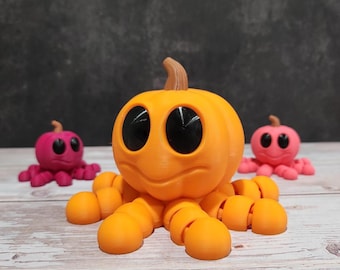 Octopumpkin Articulated Mini: Calabaza impresa en 3D, compañero de escritorio de Halloween, juguete coleccionable