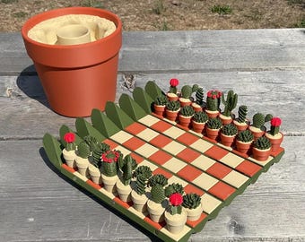 Cacti Chess Set: 3D-Printed Magnetic Roll Up Chess Board