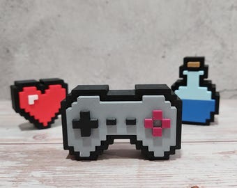 Fidget Clicker Retro Pixel Gamer: Juguete mecánico de escritorio con teclado, regalo para juegos impreso en 3D, llavero opcional
