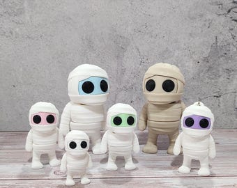 Mini momia articulada: juguete antiestrés impreso en 3D, juguete de escritorio espeluznante, llavero opcional, ¡combina y ahorra!