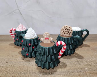 Taza con forma de árbol de Navidad: juguete navideño impreso en 3D, juguete de escritorio invernal, llavero extraíble