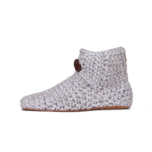 Say Goodbye to Slipper Sock Slippage. Unique Heel-Hugging Design. Sustainably Handmade from Wool for Cozy Warm Comfort. For Men & Women Soft Gray