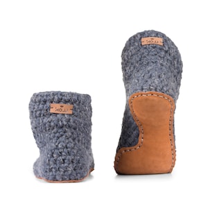 Say Goodbye to Slipper Sock Slippage. Unique Heel-Hugging Design. Sustainably Handmade from Wool for Cozy Warm Comfort. For Men & Women image 2