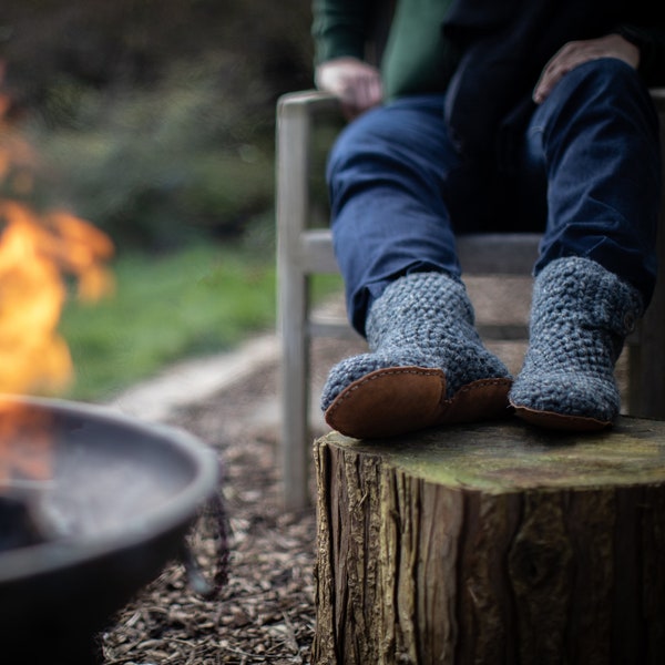 Say Goodbye to Slipper Sock Slippage. Unique Heel-Hugging Design. Sustainably Handmade from Wool for Cozy Warm Comfort. For Men & Women