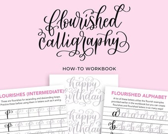 Modern Calligraphy Flourishing Workbook - Calligraphy flourishes - Modern calligraphy alphabet - Calligraphy practice sheets